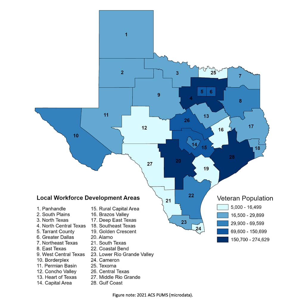where tx veterans live map