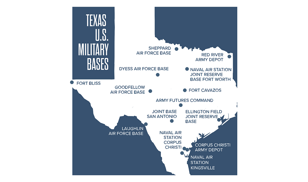 Texas military bases map