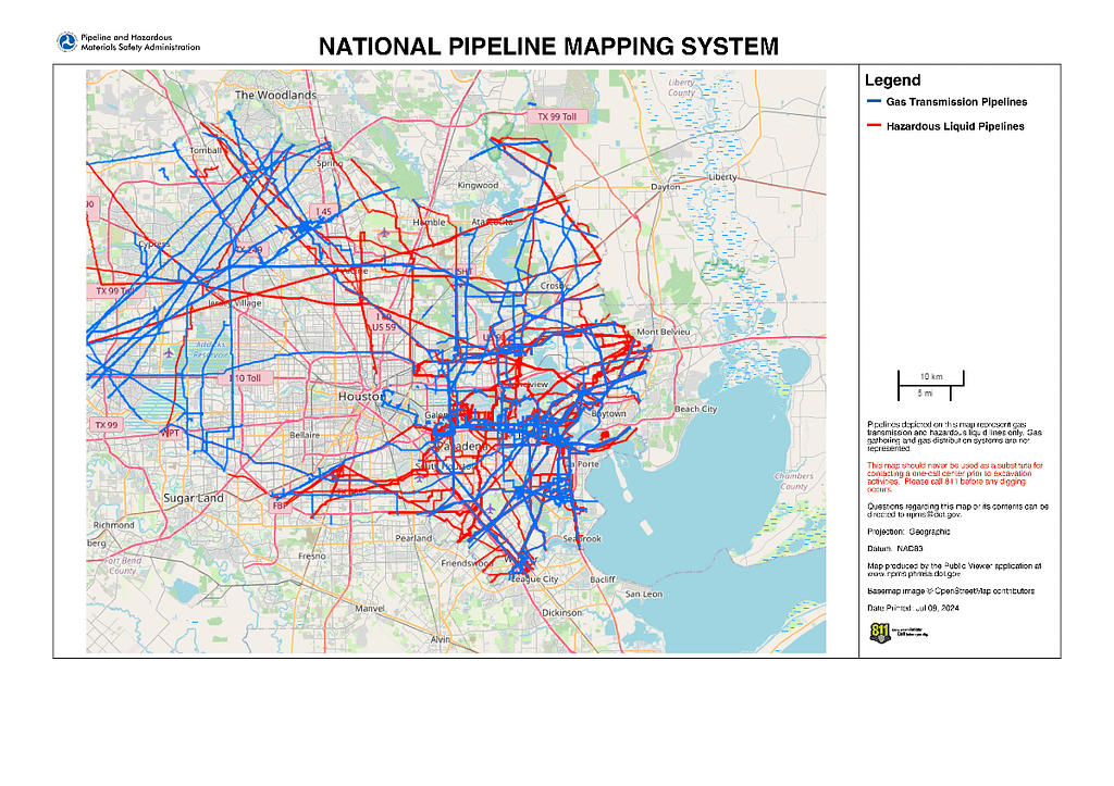 Pipeline map, Harris County