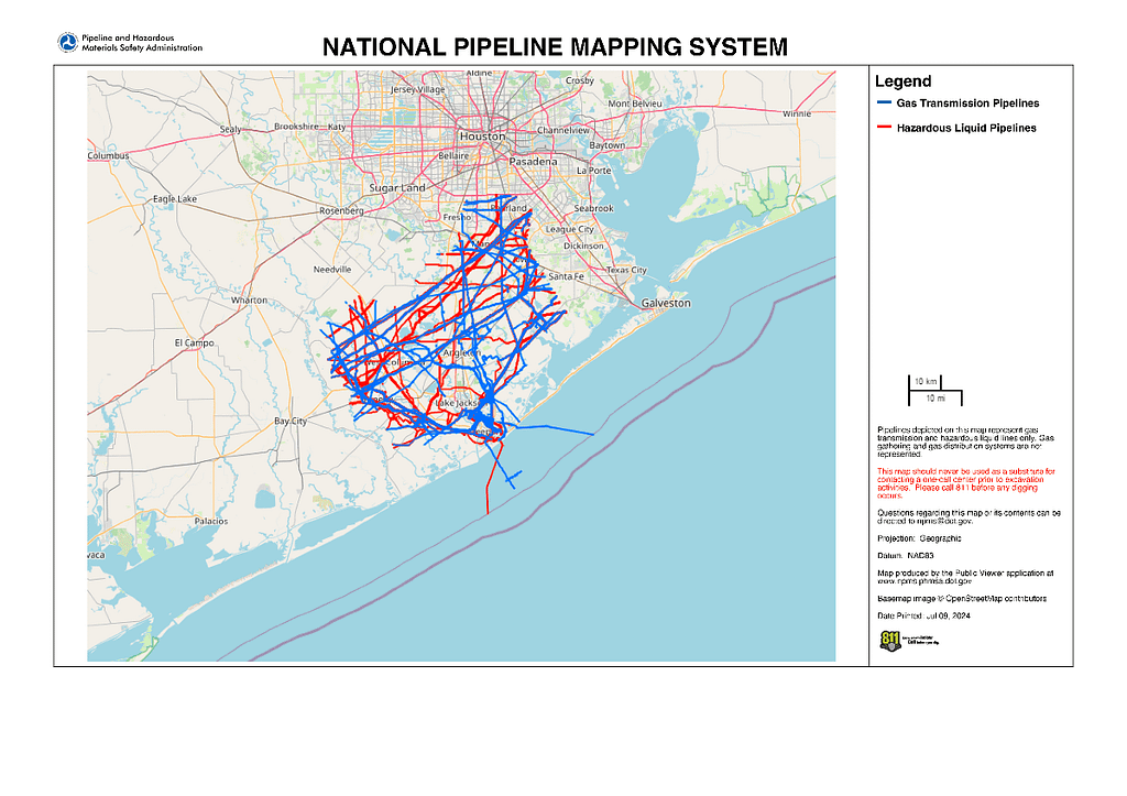 Pipeline map, Brazoria County