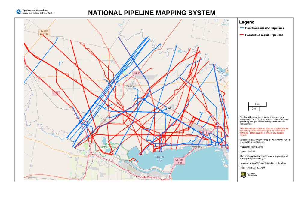 Pipeline map, San Patricio County