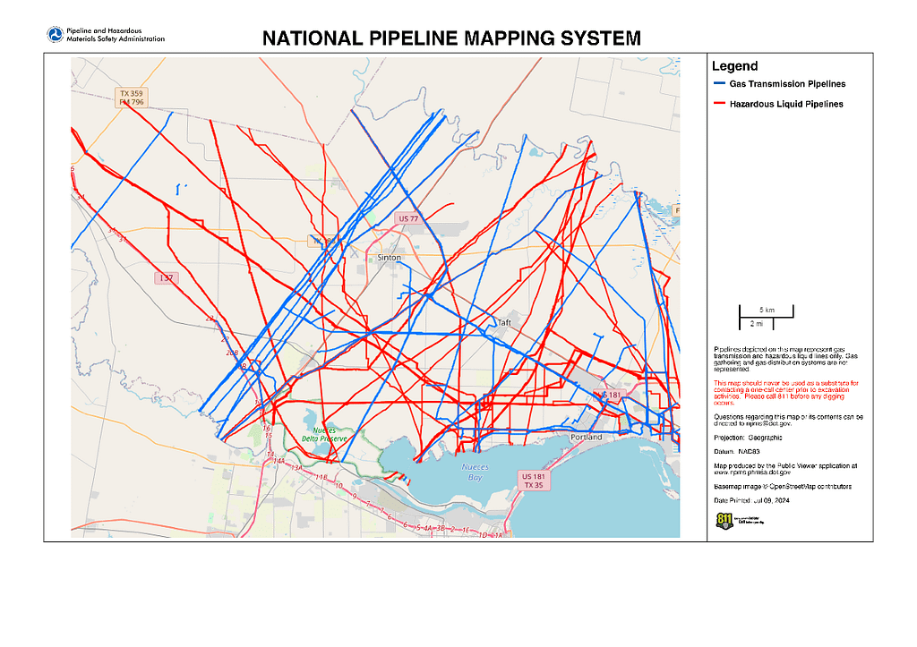 Pipeline map, San Patricio County