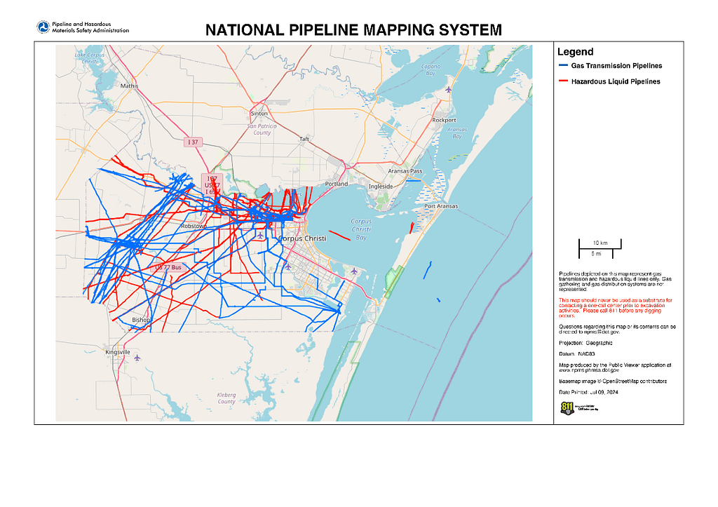 Pipeline map, Nueces County