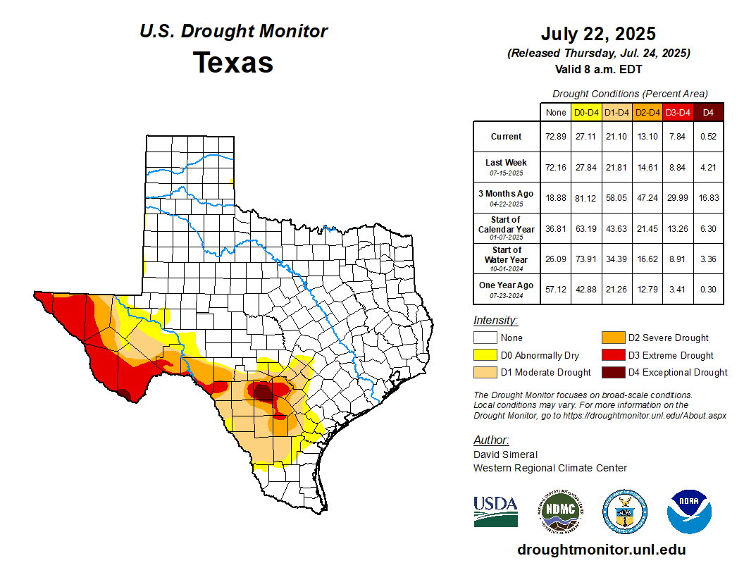 U.S. drought monitor map