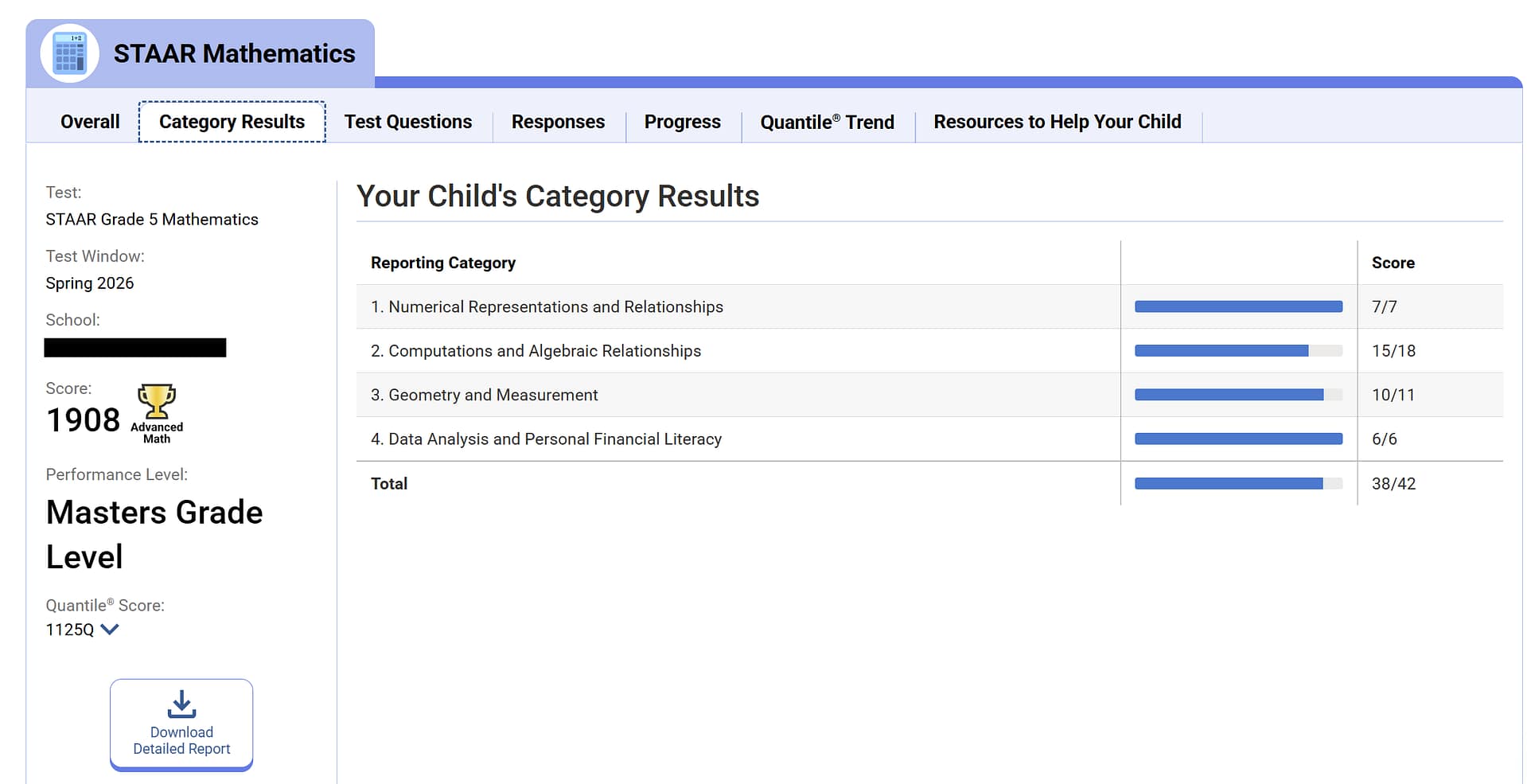 how to read STAAR results reporting category image