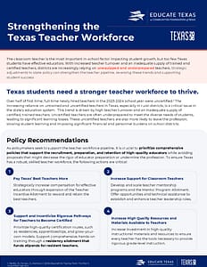 Strengthening the Texas Teacher Workforce first page