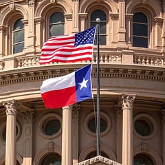 U.S. & Texas flags graphic