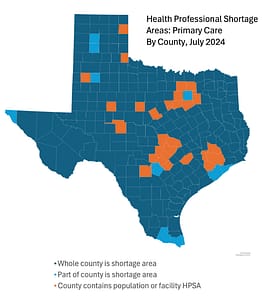 HPSA Professional Shortage Areas: Primary Care by County, July 2024