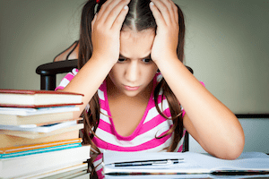 child frustrated with homework