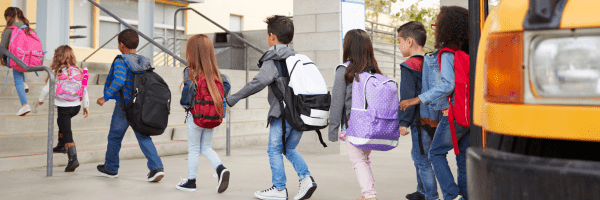 school bus children exiting photo