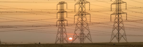 Electric grid at sunset image