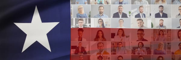 Texas flag with people collage