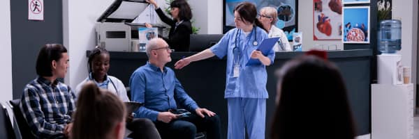 healthcare market patients at hospital waiting room