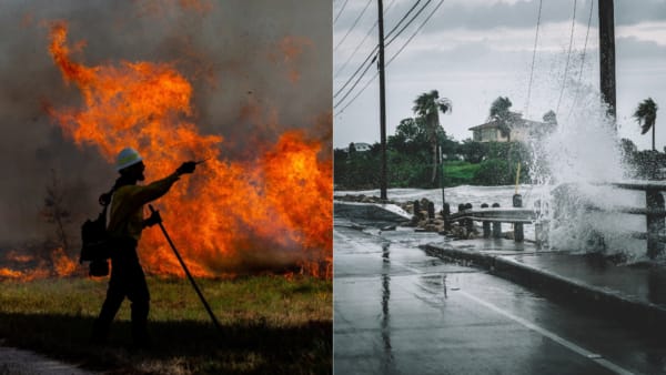 fire and flood collage