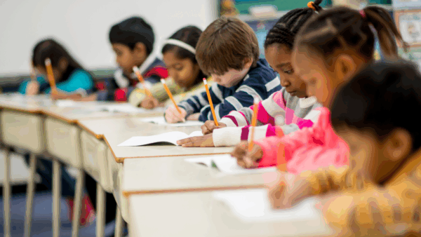 schoolchildren taking test