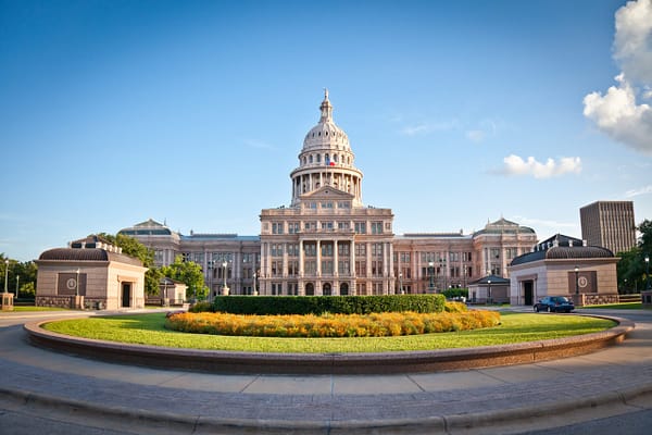 Exterior front view of the Texas Capitol