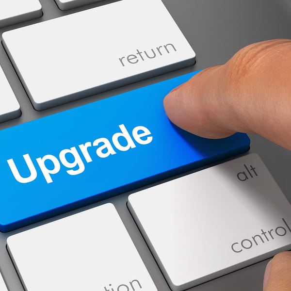 Pushing an upgrade button on a keyboard