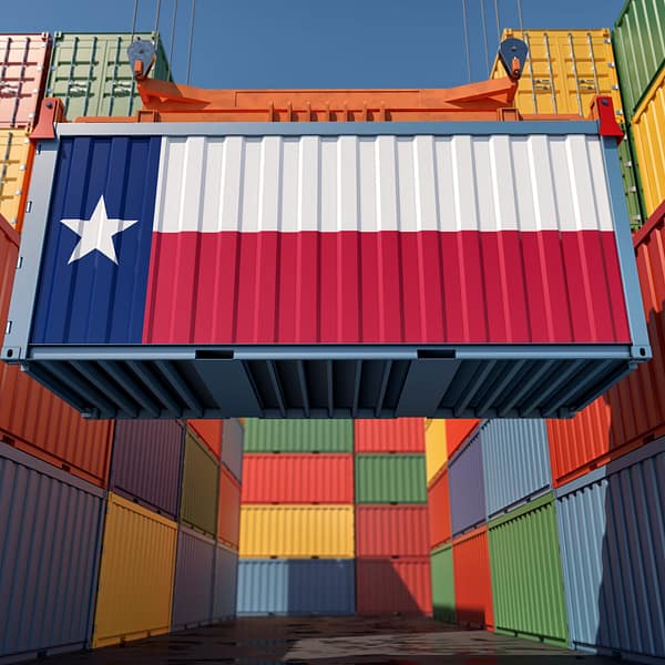Texas flag shipping container