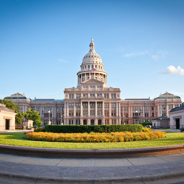 Exterior front view of the Texas Capitol