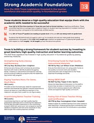 what passed TXLege strong academic foundations one-pager