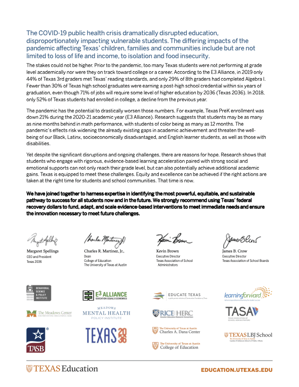 Joint letter on COVID impact research