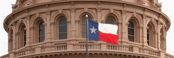 Texas capitol flying flag
